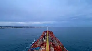 Monopoli, Italy. Vessel is entering to the port. Mooring operations.