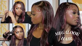 MUST HAVE PURPLE HIGHLIGHT HAIR WIG|START TO FINISH DETAIL INSTALL| Megalook Hair