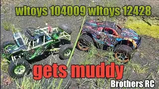 wltoys 104009 wltoys 12428 gets all muddy out crawling