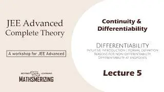 Differentiability | Lecture 1 | Introduction | Formal definition | Reasons for non-differentiability