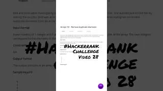 Remove Duplicates|Hackerrank Challenge|Video 28| 