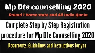 Mp dte counselling 2020 | Mp dte counselling 2020 Registration process | Abhay Shukla