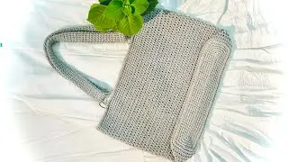 RECTANGLE BASE & HAFT DOUBLE STITCH Big bag | Simple bag | Beginer crochet
