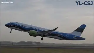 Air Baltic (Estonian Flag) - Airbus A220-300 - Takeoff at AMS (YL-CSJ)