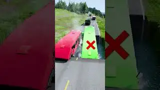 Bus vs water pit #14 | #carsvswaterpit #beamngdrive #doubleflatbedtrailertruckvsspeedbumps