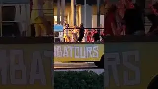 Wild party bus in downtown Miami