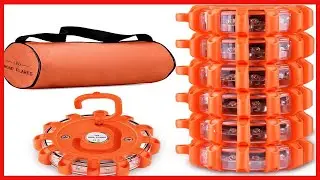Tobfit 6 Pack LED Road Flares Emergency Lights Roadside Safety Beacon Disc Flashing Warning Flare