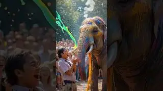 🐘एली का इन्द्रधनुष्य|🌈🌈Ellie's Expressive Arts the animal painter #shorts #viralvideo