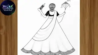 How to draw a girl in beautiful dress/ Barbie drawing / gown drawing / girl drawing easy 