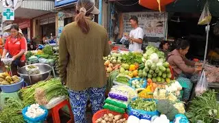 Local street foods and vegetables at a community market | Life and merchandise of local people