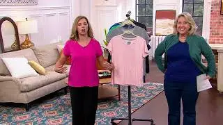 MUK LUKS Slub Knit Scoop Neck and V-Neck Tees Two Pack on QVC