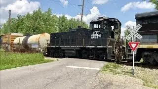 MP15 Switch Engine Working Afton Yard &  Huhtamaki.  Boxcar Graffiti & N&W Signals, Short Line Train