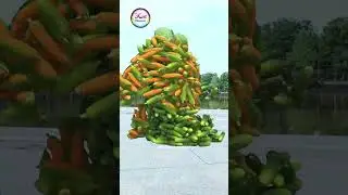 Create humanoid fruit and vegetable characters🌽🍉 touching... 3D special effects