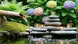 Zen Garden Water Loop 🌿 Bamboo Flow & Candlelight | Static ASMR Relaxation