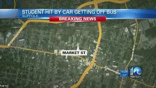 Student getting off bus hit by car in Suffolk