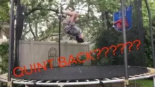 QUINT BACK STANDING ON GARDEN TRAMPOLINE!!!!!!