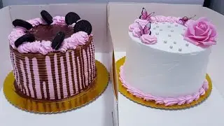 طريقه عمل كيكتين اسفنجيه قياس ١٩ بخليط واحد 🥧 مشتريات كيك لطيفات 🎊تزيين كيكات وتحشيتهن 😊