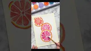 Relaxing citrus print | Easy watercolor painting for beginners #shorts #shortsfeed #trending