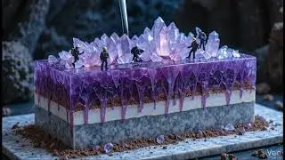 Crystal Mining Colony Cake Asmr Cutting #asmr #cakeasmr 