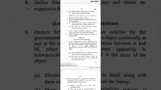 General Theory of Relativity and Cosmology paper 2018 M.Sc.( I sem) Physics.