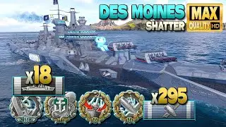 Cruiser Des Moines: Good player on map Shatter - World of Warships