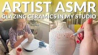 ★ ARTIST ASMR: Glaze ceramics with me in my artist studio ★