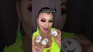 Funny prank: woman shows off eggs with drawn-on angry faces#prank #angryeggs #makeup