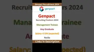 Genpact Hiring Freshers 2024 | Management Trainee | Any Graduate | Noida | Fresher Jobs | IT Jobs
