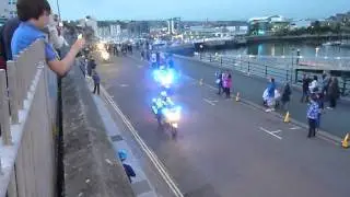 police bikes escorting olympic torch (HD)