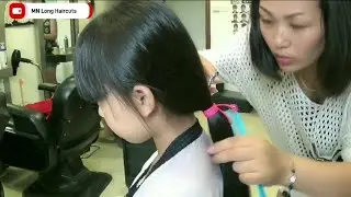 Young girl Long Hair Cut
