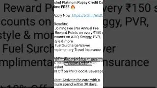 IndusInd Platinum Rupay Credit Card &mdash; Lifetime FREE 🔥👉 Apply Now