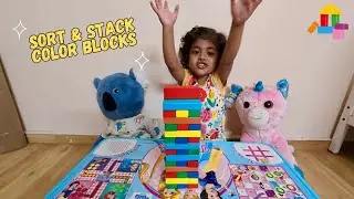 Colour Sorting & Stacking Blocks for Toddlers | Wooden Jenga Balance Play