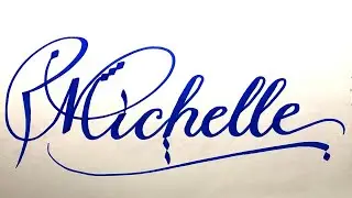 Michelle Name Signature Calligraphy Status | How to Draw, Cursive Calligraphy with Cut Marker