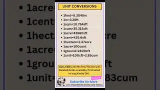 Unit Conversions #civil #civilconcepts #civilbasicknowledge