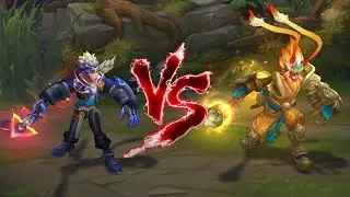전투사관학교 오공 VS 찬란한 오공 롤 스킨 비교 [Battle Academia Wukong VS Radiant Wukong Skin Comparison]