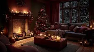 Snowy Christmas Cabin ❄️ Cozy Fireplace Crackles for Relaxing Winter Nights