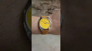 HMT Kohinoor Quartz B1 Yellow | Dark Brown Suede Leather Strap | Wrist Roll #hmt #kohinoor #shorts