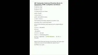 AP Computer Science Practice Exam A Questions With Complete Solutions