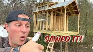 ALMOST LOST IT! How to build a treehouse. Pt 3