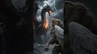 Mythical animals fighting