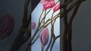 Triptych with magnolia covering with glossy varnish. More pictures on website, link in bio #art