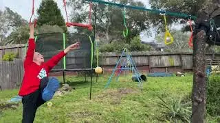 Hapfan 50 FT Ninja Warrior Obstacle Course Swing Set Review! - Let Sterling Play