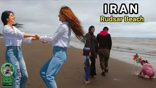 IRAN Beach WALKING TOUR 2022 - Rudsar City beach walking tour 2022