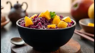 Pudding de Riz Noir au Lait de Coco et &agrave; la Mangue