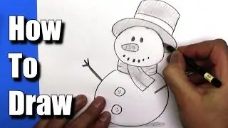 How to draw a EASY Snowman - Step by Step