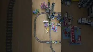 LEGO Freight and Passenger Trains Narrowly Cross Paths!