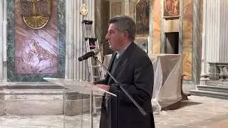 Monsignor Piero Delbosco (vescovo di Cuneo) a presentazione lavori restauro Cattedrale di Cuneo