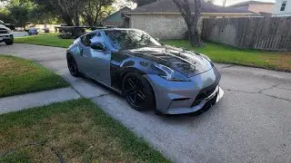 Lowered 370z Nismo Front Bumper Modification Fly1 Fenders VIS hood Carbon Fiber Chassis Mounted Wing