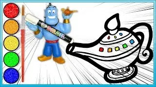 Aladdin's Genie toy playing Lamp drawing and coloring videos for kids
