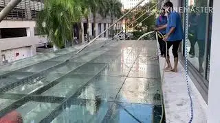 Cleaning glass rooftop